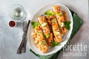 Filetto di salmone e gamberi al forno. Ricetta pronta in 10 minuti!