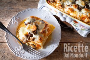 Lasagne zucca, funghi e gamberi. La ricetta autunnale mare e monti!