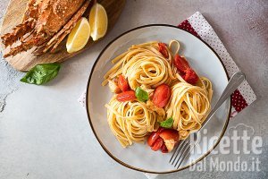 Linguine all'aragosta con pomodorini. La ricetta gustosa e semplice!