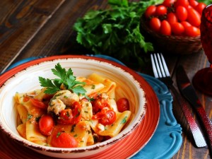 Ricetta Paccheri con la rana pescatrice