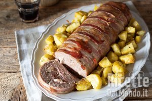 Ricetta Polpettone bardato al bacon farcito. La ricetta per farlo gustoso con bacon!