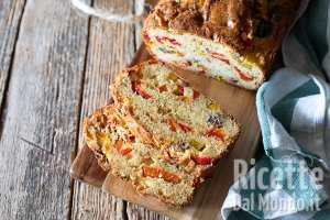 Ricetta Plumcake ai peperoni, con olive e noci. La ricetta vegetariana!