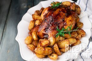 Ricetta Pollo arrosto alla senape e miele al forno. La ricetta in pentola (cocotte)
