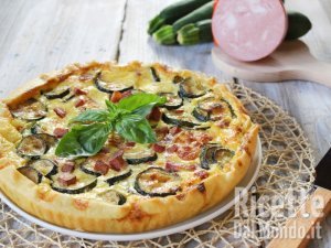Quiche di Zucchine e Mortadella, la torta salata con base di pasta sfoglia