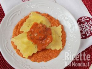 Ravioli di Cernia con Crema ai Gamberi