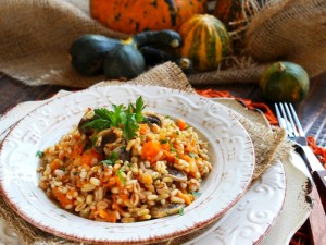 Ricetta Riso ai 5 cereali con zucca e funghi