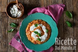 Ricetta Risotto al pomodoro con stracciatella di bufala