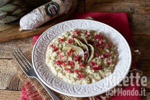 Ricetta Risotto ai carciofi con dadolata di salame cacciatore italiano