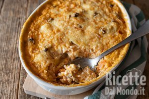 Ricetta Riso con zucca e funghi al forno. Un timballo ricco e gustoso!