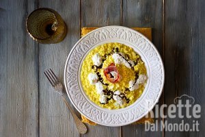 Ricetta Risotto allo zafferano con stracciatella e bacon croccante!