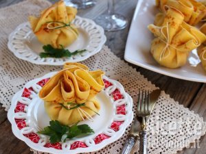 Ricetta Sacchettini di gamberetti con crema al mascarpone