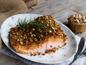 Ricetta Salmone in crosta di pistacchi al forno