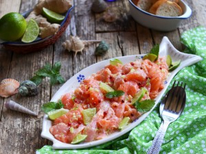 Salmone marinato con zenzero e lime