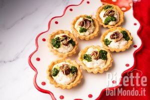 Ricetta Tartellette con baccalà mantecato, con acciuga e broccolo!