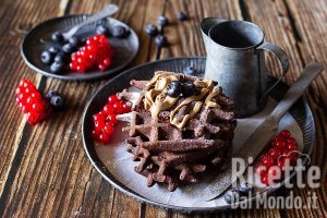 Ricetta Waffle al cioccolato. La ricetta delle cialde morbide al cacao!