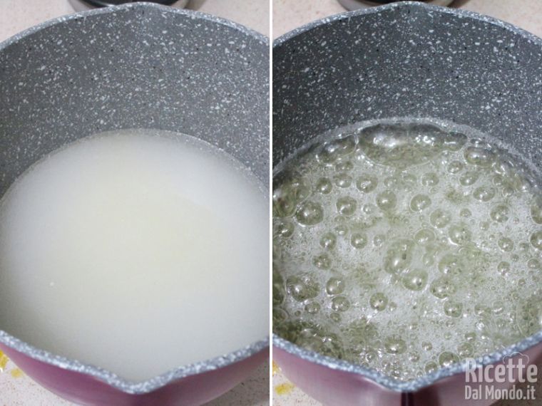 Preparare lo sciroppo di acqua e zucchero