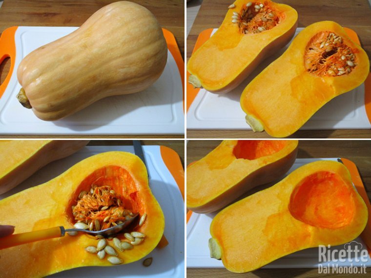 Tagliare e pulire la zucca
