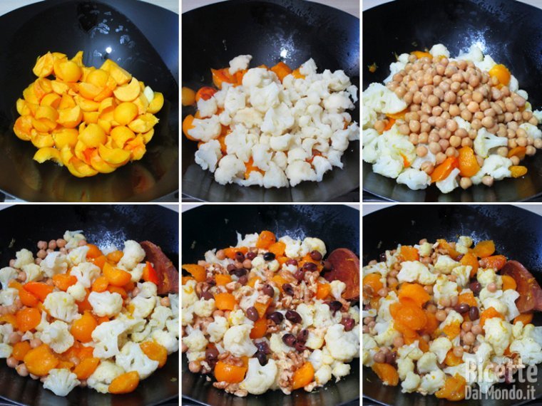 Rosolare gli ingredienti della farcitura