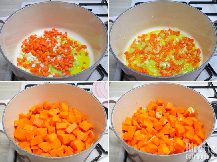 Rosolare le verdure e la zucca
