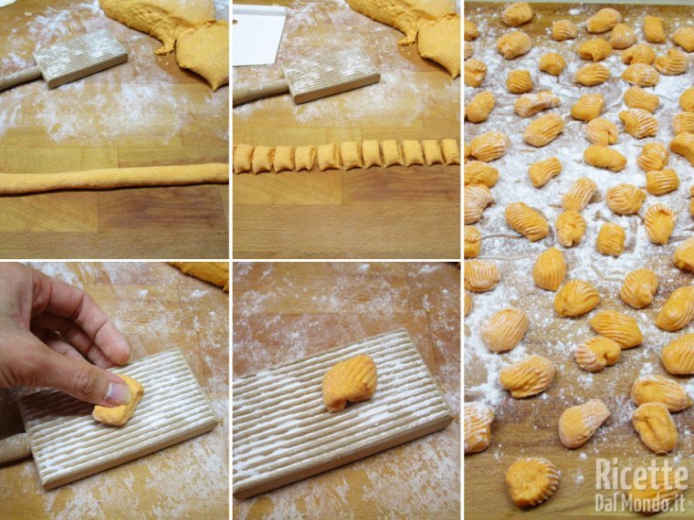 Formare gli gnocchi e rigarli