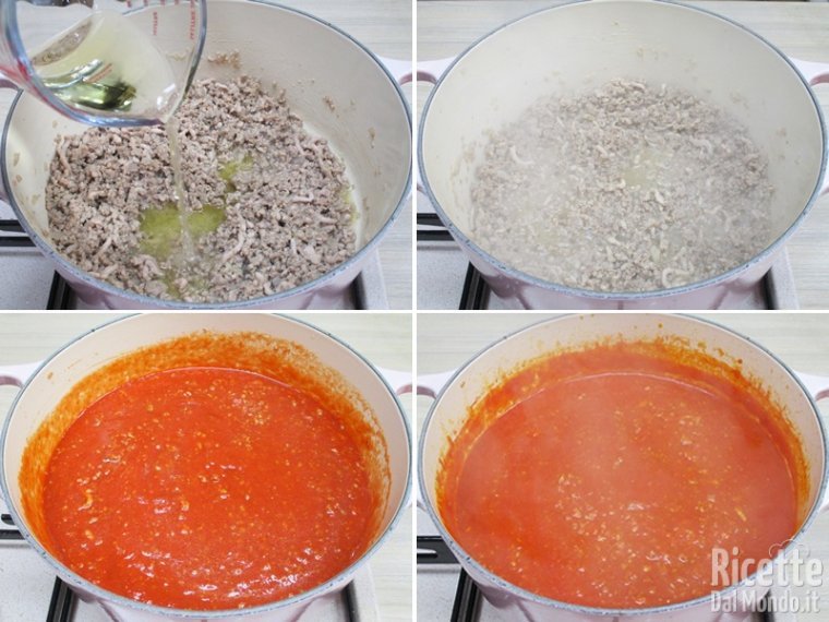 Sfumare con il vino e unire la passata