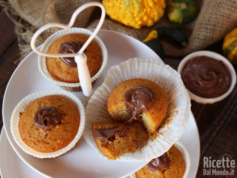 Muffin alla zucca con cuore di Nutella