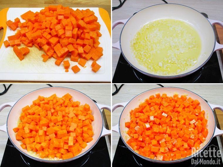 Rosolare la zucca con la cipolla