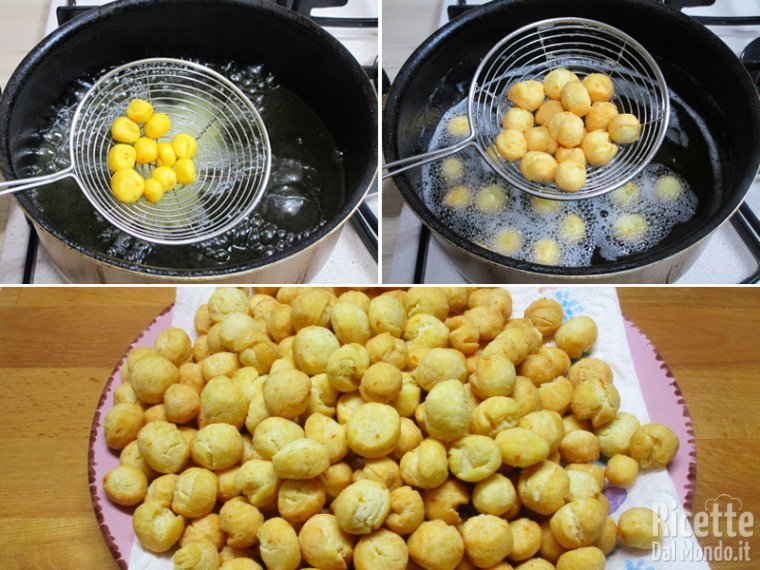 Friggere gli struffoli pochi alla volta