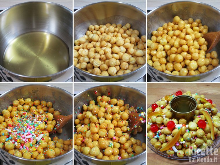 Insaporire gli struffoli con miele e confettini